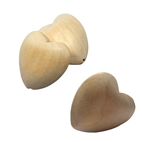 Image of 50pcs Natural 40mm Unfinished Wood Hearts Beads with Holes Eco-Friendly Wooden Handing Materials DIY Beading Craft Accessories (40mm 50pcs)