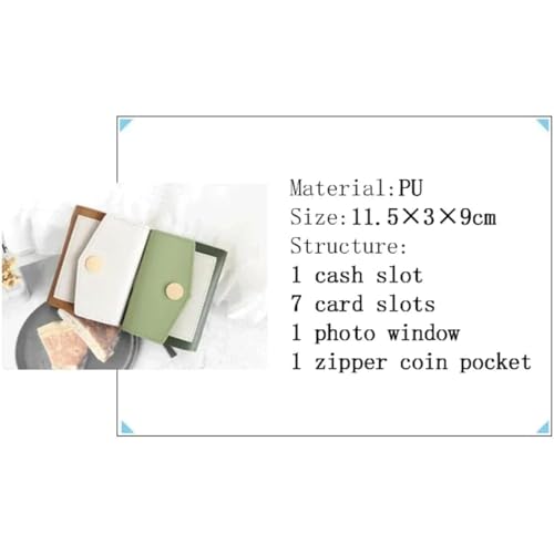 Short Leather Wallet Women Fashionable Simple Card Holder with Coin Pocket, Id Window Cash Compartment 3 Fold Purse for Lady2