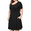 Tralilbee-Womens-Plus-Size-Short-Sleeve-Dress-Casual-Pleated-Swing-Dresses-with-Pockets Tralilbee Women's Plus Size Short Sleeve Pleated Loose Swing Casual Dress with Pockets Knee Length Black 2XL