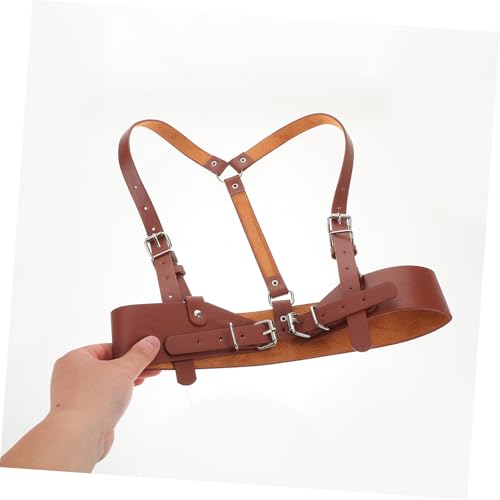 Punk Style Wide Waist Belt for Women Adjustable Vintage Corset Belt with Harness Details for Dresses and Skirts Elastic Brown Waist Corset for Casual Outfits4