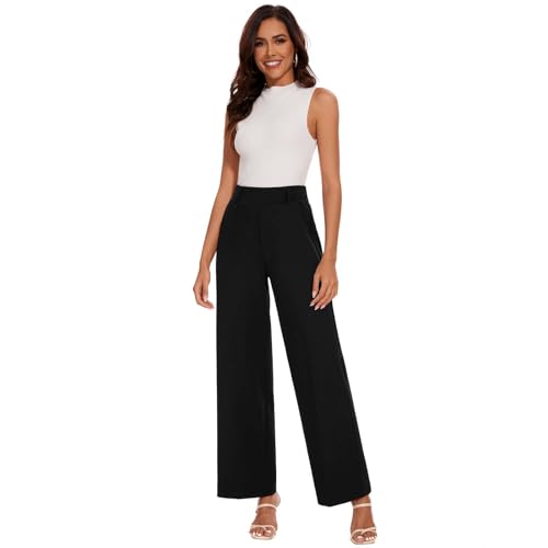 Wide Leg Dress Pants High Waisted Trousers Business Casual Work Pants with Pockets Women's Slacks for Office2