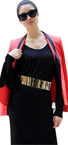 Bellady Women Mirror Gold Tone Plate Metal Waist Elastic Belt Obi Band3