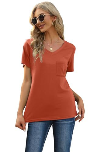 Image of RUBZOOF Women's Short Sleeve Pajama Sets with Pockets Casual V Neck 2 Piece Lounge Sets S-3XL
