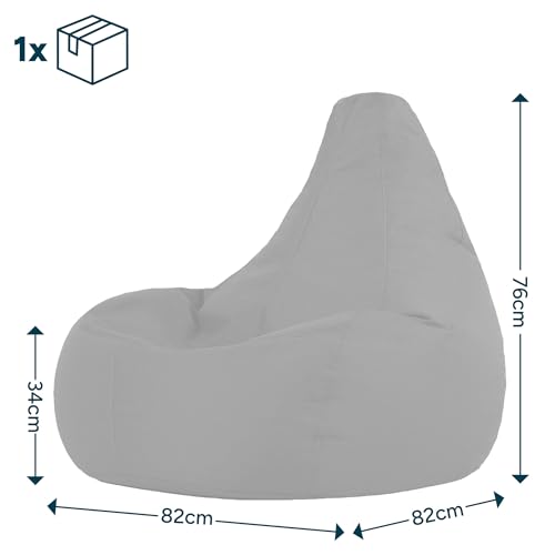 Bean Bag Bazaar Dalton Outdoor Gaming Sitzsack mit Füllung, Dunkelgrau