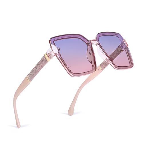 Polarized Sunglasses for Women, Oversized Square Sun Glasses UV 400 Protection Vintage Lightweight Women Shades