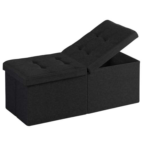 Snuvid 30.5-INCH Storage Ottoman Bench Footrest with Storage End of Bed Bench Coffee Table for Living Room Bedroom Entryway Black