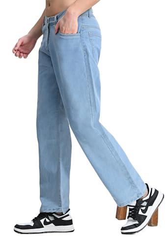 Image of Comfits Regular Fit Baggy Jeans, Sky Blue, Straight Leg, Classic Denim