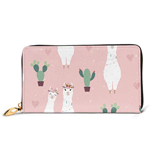 Preisvergleich Produktbild JHGFG Mode Handtasche Reißverschluss Brieftasche Niedliche Alpakas Kaktus Telefon Kupplung Geldbörse Abendkupplung Blockieren Leder Brieftasche Multi Card Organizer