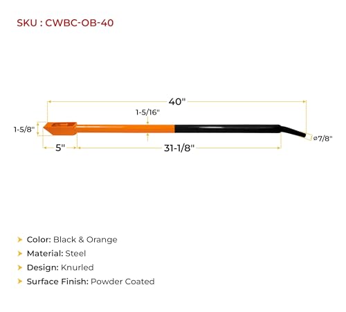 Image of Mytee Products 2 Pack 40 inch Combination Winch Bar for Flatbed Trailer - Black & Orange Powder Coated Carbon-Steel Combo Winch Bar with Non-Slip Handle & Square Head for Chain Lever Binders