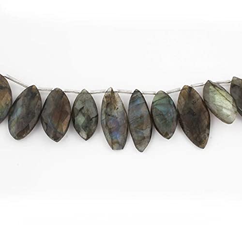 Perles briolettes labradorite facettées de grande taille aux reflets frontaux éclatants