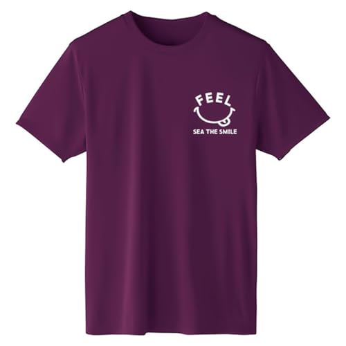 ラッシュガード ユニセックス(メンズ・レディース) Tシャツ 半袖 ニコちゃん 水着 大きいサイズ 接触冷感 夏用 海水浴 水泳 UVカット M パープル