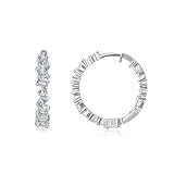 Stfery Pendientes de aro de oro de 9/14/18 quilates para mujer, racimo de moissanita, aros de oro real, Unique, Metal, Moissanita