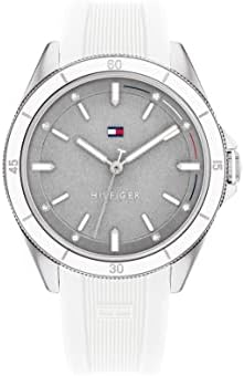 Tommy Hilfiger Women’s Stainless Steel Quartz Watch with Silicone Strap, White, 19 (Model: 1782478)