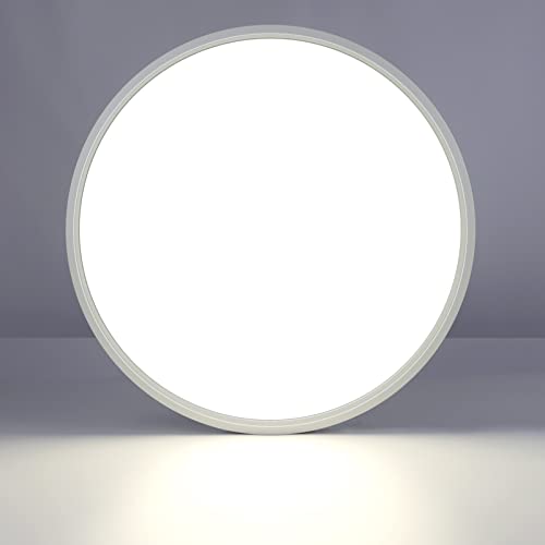 LightingWill 15.7 Inch LED Flush Mount Ceiling Light Fixture, 5000K Daylight White, 3800LM, 32W, Flat Modern Round Lighting Fixture, 320W Equivalent White Ceiling Lamp for Kitchens, Bedrooms.etc.