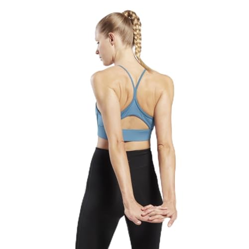 Image of Reebok Women's Satin 91% PES /9% El-Interlock-Hydrophilic Finish /Print-Digital Sublimation-Disperse Classic Workout Sports Bra