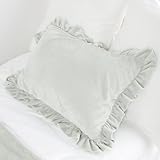 システムK 枕カバー 【上品な肌触りで快眠へと導く】 虜になるなめらか生地 可愛いフリル付き やわらか ピローケース ファスナー付きで快適 クッションカバー フリフリ おしゃれ 約43×63cm グレー