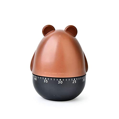 Image of Lovely Cartoon Bear Mechanical Timers 60 Minutes Machinery Kitchen Gadget Cooking Timer Clock Loud Alarm Counters Manual Timer (White)