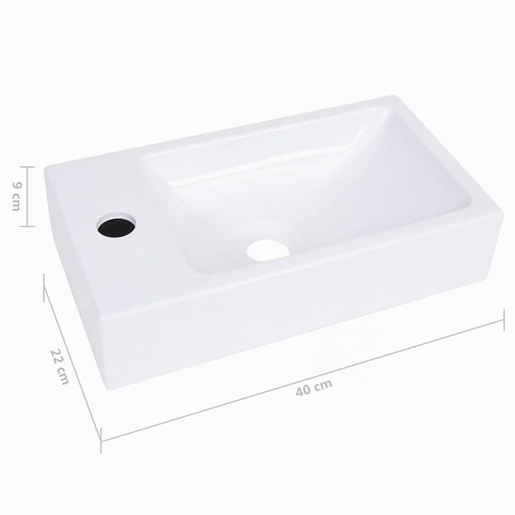 vidaXL Waschbecken Aufsatzwaschbecken Waschtisch Waschplatz Handwaschbecken Waschschale Einbauwaschbecken Badezimmer 400x220x90mm SMC Weiß