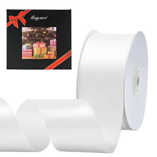 Image of Solid Color Double Faced White Satin Ribbon 2 inch X 50 Yards, Ribbons Perfect for Crafts, Wedding Decor, Bow Making, Sewing, Gift Package Wrapping and More