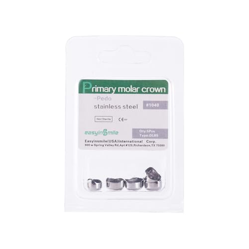 Image of Dental Molar Metal Crowns Kids Stainless Steel Chewing Function Dental Primary Metal Crowns Pack of 5 (DLR5)
