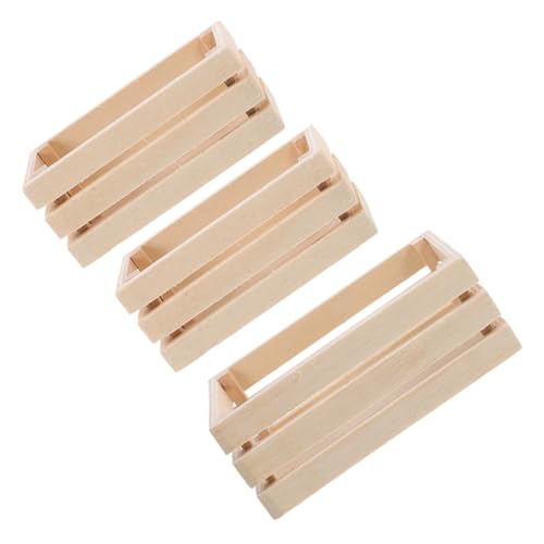 COOLHIYA 3個迷?木質収納ボックス おもちゃの家飾り ごっこ遊び用小物 ミ