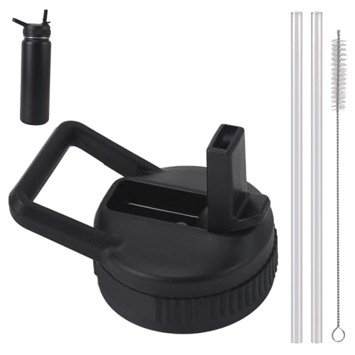 Straw Lid Compatible With thermoflask 18OZ/24OZ/32OZ/40OZ/64OZ Water Bottle, Water Bottles Lids With 2 Straws and 1 Straw Brush