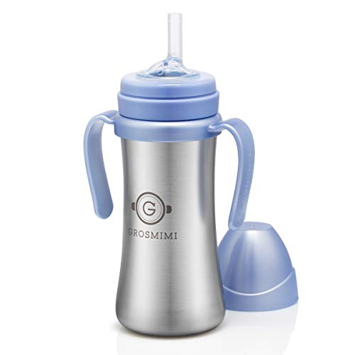 Grosmimi Vacuum Insulated Sippy Cup with Straw with Handle for Baby and Toddlers
