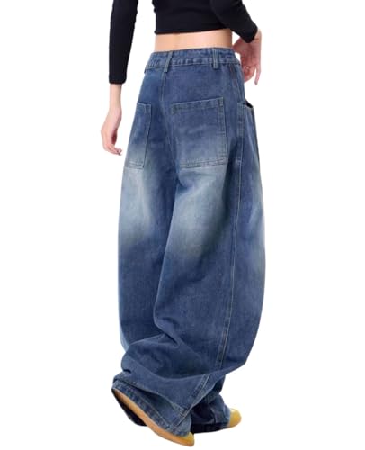 Barrel Jeans for Woman Men High Waisted Baggy Wide Leg Pants Denim Sweatpants Boyfriend Streetwear Clothes4