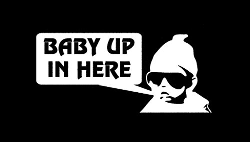 Autocollant en vinyle pour bébé Carlos blanc sticker voiture Baby Up in Here 7,5x3,75 po