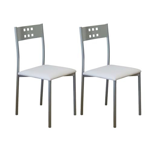 Miroytengo Pack 2 Sillas De Cocina Metal Y Blanco Costa, Sillas Comedor Modernas 47x86x41cm Miroytengo Pack 2 Sillas De Cocina Metal Y Blanco Costa, Sillas Comedor Modernas 47x86x41cm