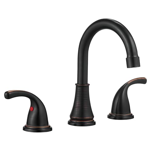 Image of Bathroom Sink Faucet FRANSITON Centerset 8 Inch 2 Handle Bathroom Sink Faucet Lead-Free with Pop-up Drain Stopper and Supply Hoses (Oil Rubbed Bronze, 8 Inch)