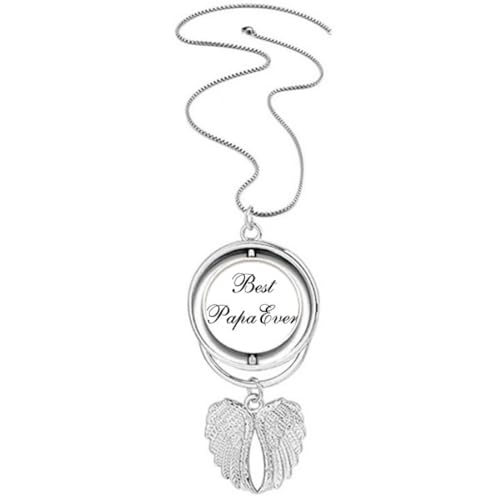 Collier ailes d'ange en acier robuste inscription gravée Papa