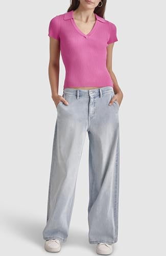 Image of DKNY Women's Soft Ribbed Polo Jeans Sweater