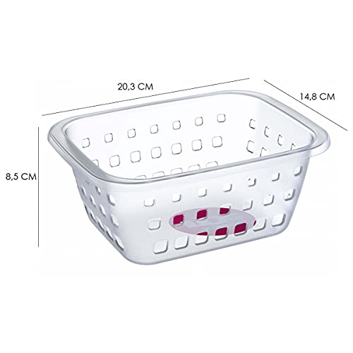 Conjunto de Cesto Organizador Plástico Pequeno de 1,4 Litros, Leve 4 Pague 3, Cor Cristal Linha Log,