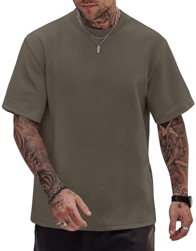 Image of Herberton Mens Oversized T-Shirts Heavyweight Cotton Stretch Fashion Thick Tee Tops (S-3XL)