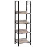 MAHANCRIS 5-Tier Bookshelf, Bookcase, Shelves Organizer for Small Spaces, Storage Shelf Organizer, for Living Room, Bedroom, Study, Balcony, Greige and Black BKHG5501