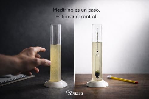 Miniatura 9 de Taninea Densímetro Para Vino Y Cerveza Medición De Alcohol Probable Y Fermentación Hidrómetro 3 Escalas Baumé, Densidad Y Alcohol Kit Con Probeta 250 Ml Y Termómetro