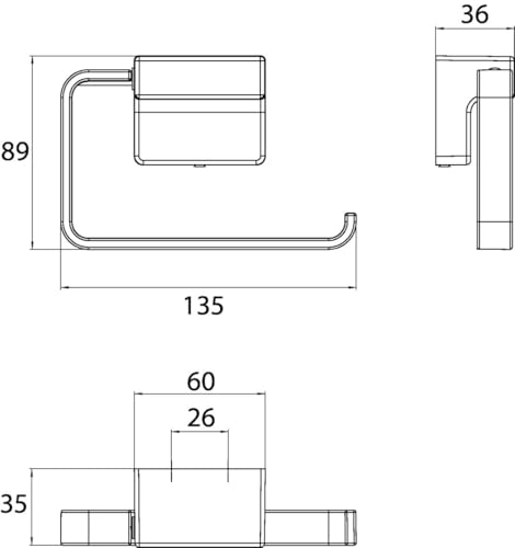 Portarrollos sin tapa Emco negro normal accesorio de pared para baño 7