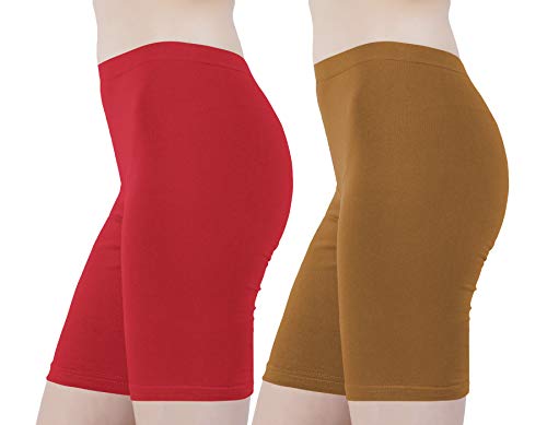 Image of Buy That Trendz Cotton Lycra Tight Fit Stretchable Cycling Shorts Womens | Shorties for Active wear /Exercise /Workout /Yoga /Gym /Cycle /Running Red Grey Combo Pack of 2