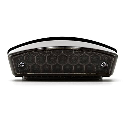 evomosa Moto fanale posteriore universale 12V 21 LED moto bianco luce targa rosso luce posteriore freno stop (Shell nero)