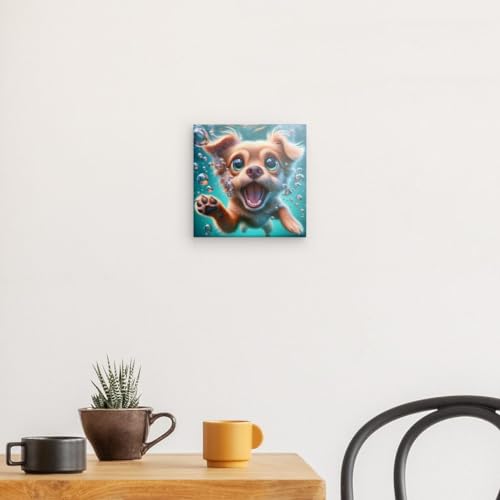 Lienzo decorativo para pared de perro surrealista, cuadro de salón moderno de 20x20 cm