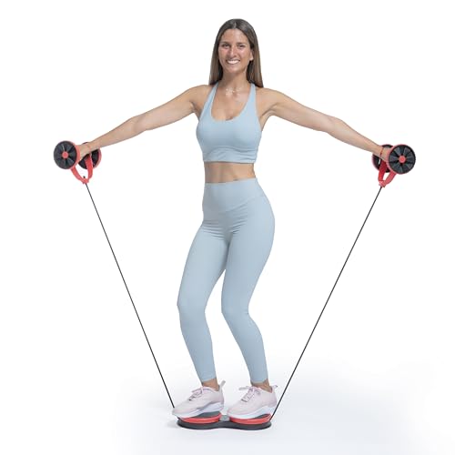 InnovaGoods® Rodillo abdominal con discos giratorios Twabanarm, bandas elásticas y guía de ejercicios, tonifica tu abdomen de forma efectiva, ideal para el hogar