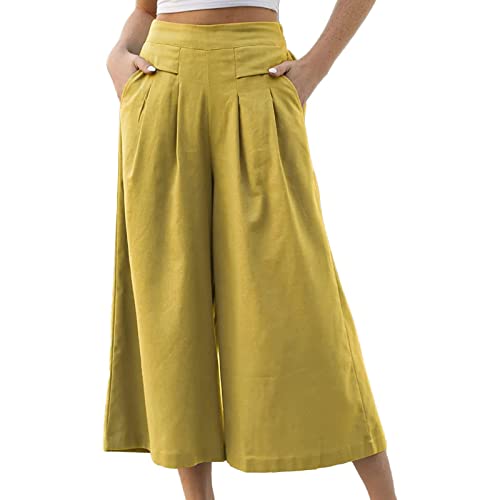 Pantalon en lin femme taille haute idéal pour vos vacances à la plage