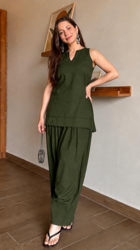 Image of LookMark Women's Rayon Printed Kurta Set with Farshi Salwar | Traditional Ethnic Co-ord Set for Women | Office, Casual Wear-AZ-YS-OG3-KS2337