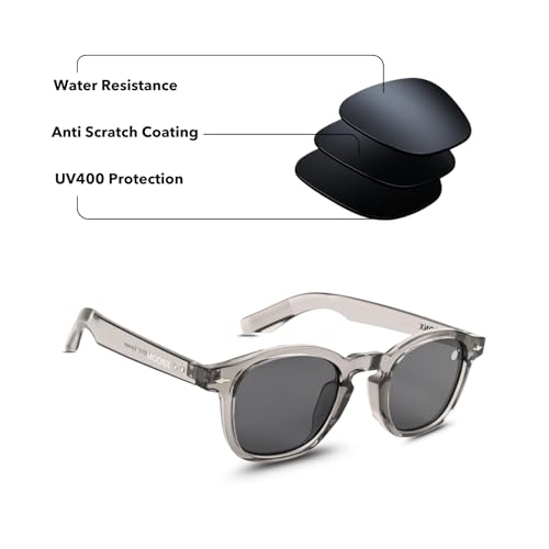 Image of MOONX Aero S2 UV Protected Roundr Sunglasses for Men & Women | Smoke Black PC Frame | Black Lens | Stylish Unisex Eyewear for Driving, Travel & Casual Outings