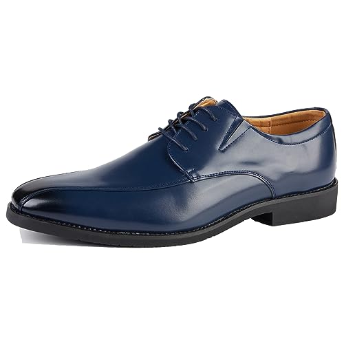  Scarpe Uomo Brogues Pelle Stringate Derby Basse Cerimonia Lacci Comode Elegante Formale Commerciale Matrimonio Scarpe da Sera Mocassini Classiche (Blu,46)