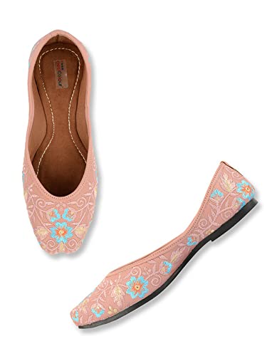 desi colour Casual Footwear for Womens/Punjabi Jutti/Mojari for Party Brown Floral-picture-17