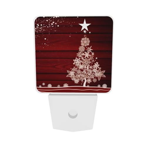 Image of Christmas Tree Night Light Set of 2 Auto Sensor LED Dusk-to-Dawn Nightlights Plug-in Sensor Lamp for Bedroom Bathroom Kitchen Hallway Stairs Decorative