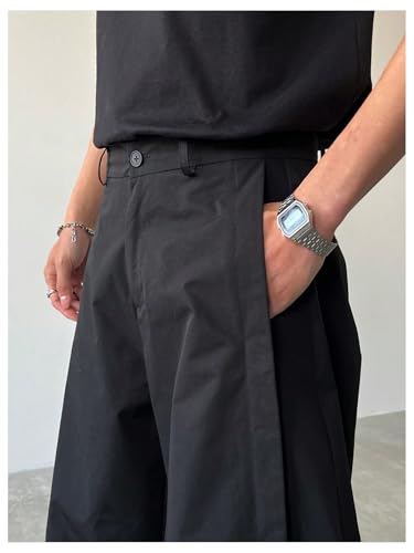 GORGLITTER Men's Wide Leg Baggy Suit Pants Oversized Zipper Fly Loose Trousers with Pockets4