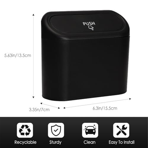 Image of Car Trash Can with Lid, Mini Auto Garbage Bin Organizer, Automotive Storage Container, Suitable for Vehicle, Home, and Office